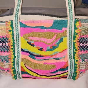 America & Beyond Embellished Tote with Crossbody Strap